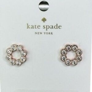 kale spade Full Circle  Earrings- clear cubic zirconias -silver tone - post back